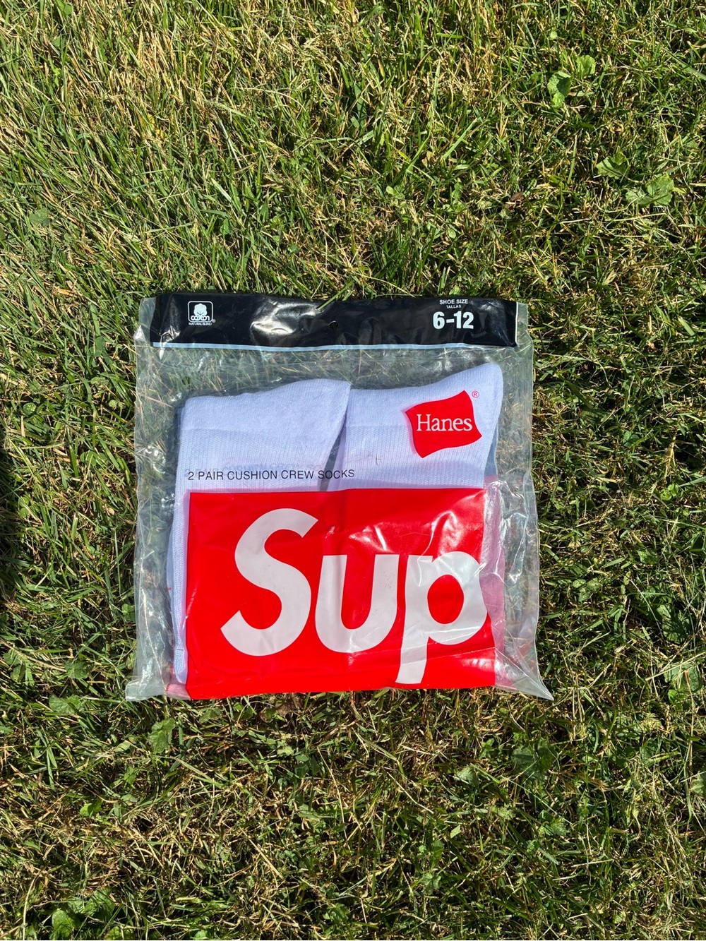 Supreme White Crew Socks - 2 Pair Cushion Crew